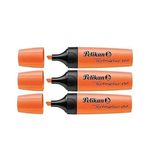 PELIKAN Textmarker 490 Fosforlu Kalem, 3'lü Paket 1-5 mm Eğimli Fosforlu Kalem, Neon Turuncu