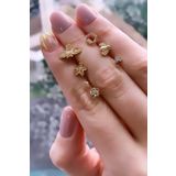 Pelin Aksesuar Arı ve Çiçek Figürlü 7 Adet Mini Küpe Seti