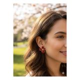 Pelin Aksesuar Bordo Çiçek Çelik Küpe