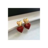 Pelin Aksesuar Bordo Gold Kalp Hayalet Küpe
