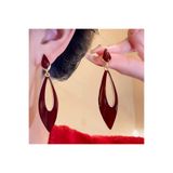 Pelin Aksesuar Bordo Renkli Damla Model Sarkıt Küpe