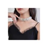 Pelin Aksesuar Büyük Taşlı Üç Sıra İnci Gelin/Abiye Choker Kolye