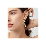 Pelin Aksesuar Gold Uzun Kıvrımlı Küpe