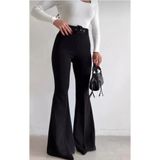 Pelin Jeans ASİA KEMERLİ YÜKSEK BEL İSPANYOL KUMAŞ PANTOLON SİYAH 46
