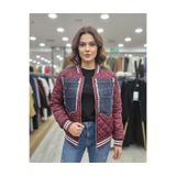 Pelin Jeans KAPİTONE FERMUARLI MONT (KOT DETAYLI) Bordo L