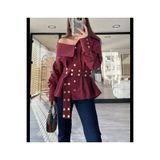 Pelin Jeans KETEN GÖMLEK (DÜŞÜK OMUZ) TASARIM GOLD DÜĞME