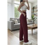 Pelin Jeans KUMAŞ PANTOLON BOLPAÇA DÜĞMELİ Bordo 36