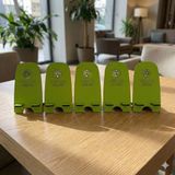 Pelince 5 Adet | Kişiye ve Firmaya Özel Isim/logo Baskılı Telefon Tutucu Stand | Renkli Lazer Kesim Ahşap - Açık Yeşil