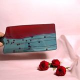 Pelince Epoksi Reçine Sunumluk - Kesme Tahtası Görünümlü - Bordo - Ebatları: 14 x 27 cm - Renkli