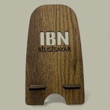 Pelince Kişiye ve Firmaya Özel Isim/logo Baskılı Telefon Tutucu Stand | Renkli Lazer Kesim Ahşap - Adet - Ahşap - Bej