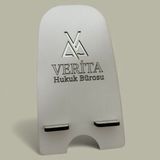 Pelince Kişiye ve Firmaya Özel Isim/logo Baskılı Telefon Tutucu Stand | Renkli Lazer Kesim Ahşap - Adet - Beyaz
