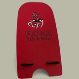 Pelince Kişiye ve Firmaya Özel Isim/logo Baskılı Telefon Tutucu Stand | Renkli Lazer Kesim Ahşap - Adet - Kırmızı
