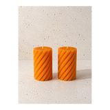PELKAN ATELİER El Yapımı Spiral Silindir Dekoratif Mum 7x5 cm – Turuncu | Modern Ev Dekoru