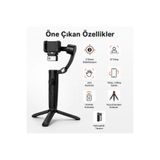Pell Al Pro Telefon Gimbal Stabilizatör 3-Eksenli, AI Yapay Zeka Akıllı Takip Özellikli Sabitleyici - M3