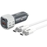 Pell PL-C15 Usb-A+ Usb-C 38W Turbo Hızlı Araç Şarj Cihazı Lightning To Usb-C Kablo - Gri - TYPE-C
