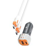 Pell PL-C15 Usb-A+ Usb-C 38W Turbo Hızlı Araç Şarj Cihazı Lightning To Usb-C Kablo - Siyah - TYPE-C
