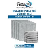 pella 10’lu Hijyenik Bulaşık Ovma Teli- Çift Katlı Zor Kir ve Yağ Çözücü (20x20 cm)