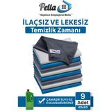 Pella 9'lu Mikrofiber Temizlik Bezi, Cam, Araba Silme Bezi, Mutfak, Fiber Temizleme Bezi, 40X60 cm