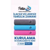 Pella Active Çamaşır Suyu Ile Kullanılabilen Tek Mikrofiber 3'lü Temizlik Bezi (40X60) Büyük Boy