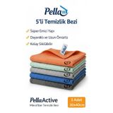 Pella Active Mikrofiber Temizlik Bezi 5'li Paket 30x40 Cm Turuncu - Turkuaz - 2 X Gri - Lacivert