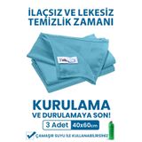 pella Classic 3'lü Mikrofiber Temizlik Bezi, Cam, Araba, Mutfak Bezi, Açık mavi, 40 X 60 Cm