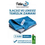 pella Classic 3'lü Mikrofiber Temizlik Bezi, Cam, Mutfak, Çamaşır Suyuna Dayanıklı 40x60Cm