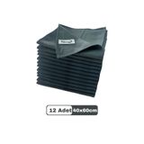 PELLA-EU Mikrofiber Cam Bezi Genel Temizlik Bezi Mutfak Banyo Yüzey 12 adet Antrasit 40x60cm