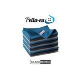 PELLA-EU Mikrofiber Cam Bezi Genel Temizlik Bezi Mutfak Banyo Yüzey 12 adet Mavi Antrasit Gri 30x40cm