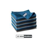 PELLA-EU Mikrofiber Cam Bezi Genel Temizlik Bezi Mutfak Banyo Yüzey 12 adet Mavi Antrasit Gri 40x60cm