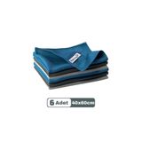 PELLA-EU Mikrofiber Cam Bezi Genel Temizlik Bezi Mutfak Banyo Yüzey 6 adet Mavi Antrasit Gri 40x60cm