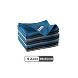 PELLA-EU Mikrofiber Cam Bezi Genel Temizlik Bezi Mutfak Banyo Yüzey 9 adet Mavi Antrasit Gri 40x60cm