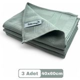 Pella- eu Mikrofiber Temizlik Bezi Cam/ Ayna Bezi Genel Temizlik Bezi 3 adet GRİ 40x60cm - Büyük - Gri