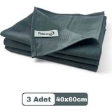 Pella-Eu Mikrofiber Temizlik Bezi Cam/ayna ve Genel Temizlik Bezi 3 Adet Antrasit 40X60CM