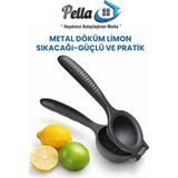 Pella Metal Döküm Paslanmaz Limon Sıkacağı Siyah Güçlü ve Pratik 1 Adet Dayanıklı Metal Yapı