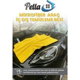 Pella Mikrofiber Araç Iç & Dış Temizleme Bezi (Özel Dokuma) - Sarı - Gri