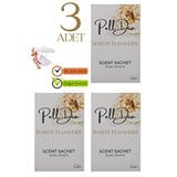 Pelldio 3'Lü White Flowers Ayakkabılık Dolap Ve Çekmece Parfümlü Kese Kokusu Oda Koku Kesesi