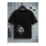 Pelna Çocuk Trend Model Siyah T Shirt Futbol Topu Baskılı Pamuklu