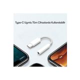 peltech Samsung Type-c Kulaklık Dönüştürücü 3.5 Mm Jack Girişli Ses Adaptörü Aux Kablo Beyaz