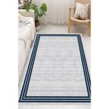 Pelura Halı Çerçeveli Modern Dijital Baskılı Yıkanabilir Kaymaz Taban Salon Halısı Mutfak Halısı Yolluk - Mavi - 200 x 290 cm