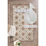Pelura Halı Dijital Baskılı Kilim Desen Dekoratif Kaymaz Taban Yıkanabilir Halı Yolluk - 200 x 290 cm - Kahverengi