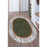 Pelura Modern Çizgili Oval Dijital Baskılı Kaymaz Taban Yıkanabilir Halı Salon Oturma Odası Antre Hol Halısı