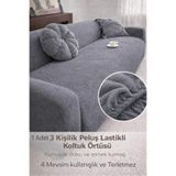 Pelüş 3 Kişilik Welsoft Kanepe Örtüsü | Lastikli Koltuk Örtüsü |çekyat Örtüsü| koltuk kılıfı antrasit 180 x 230