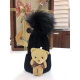 Peluş Ayıcıklı Çocuk Beresi 2 - 8 Yaş beyaz
