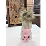 Peluş Ayıcıklı Çocuk Beresi 2 - 8 Yaş krem
