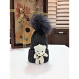 Peluş Ayıcıklı Ponponlu Çocuk Beresi Beyaz