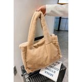 Peluş Camel Yumuşak Dokulu Tote Omuz Çantası
