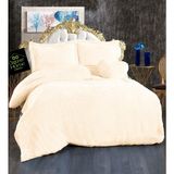Peluş Çift Kişilik Nevresim Seti (%100 Yerli ) - 200 x 220 cm - Krem