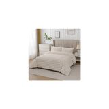 Peluş Çift Kişilik Yatak Örtüsü - 220 x 240 cm - Ekru