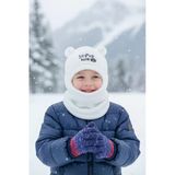 Peluş Çocuk Sevimli Ayıcık Kar Maskesi Sürper Hero 3-9 Yaş Çocuk Bere Gri