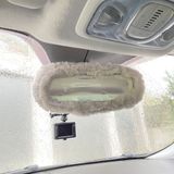Peluş Dikiz Ayna Kılıfı Süs Beyaz